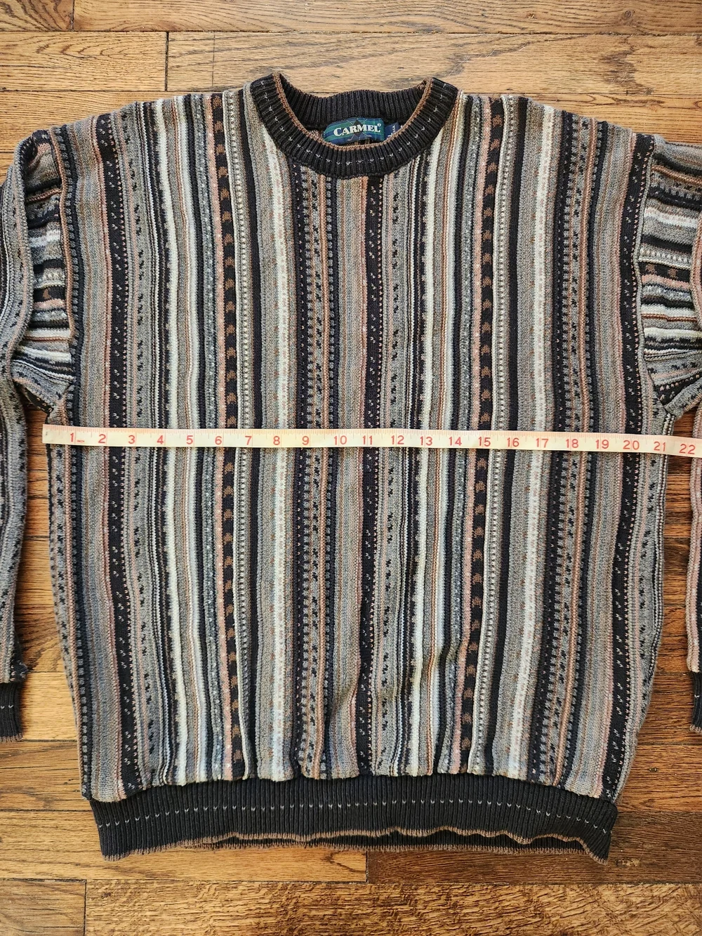 Vintage Carmel 3D Knit Sweater | Size Large | 90s Grandpa Sweater